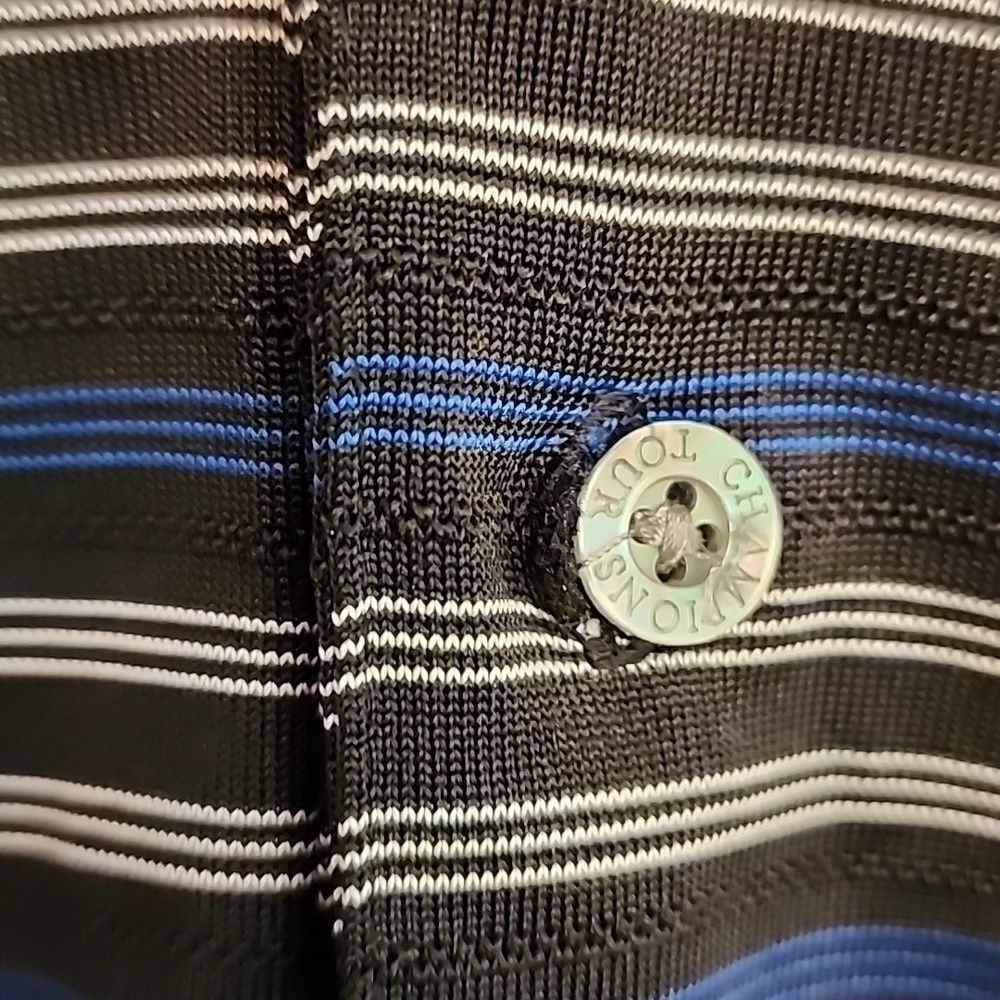 Champions Tour Golf Black and Blue Polo Shirt Classic Stripes - Picture 4 of 10